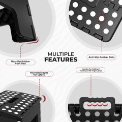 Textured non-slip surface with rubber grip dots on stool