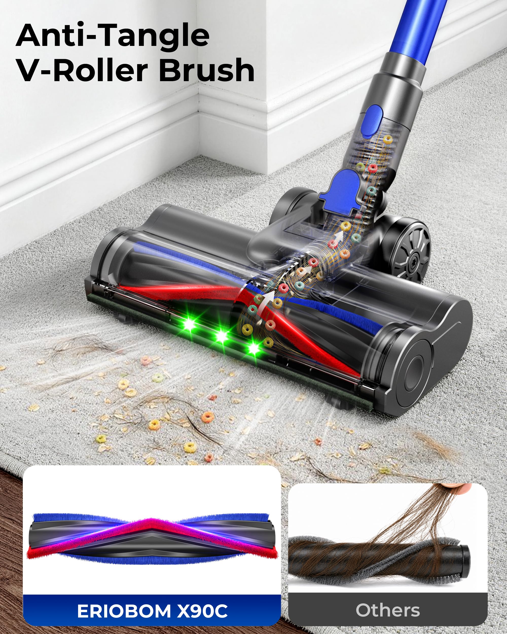 v-shaped anti-tangle brush detail