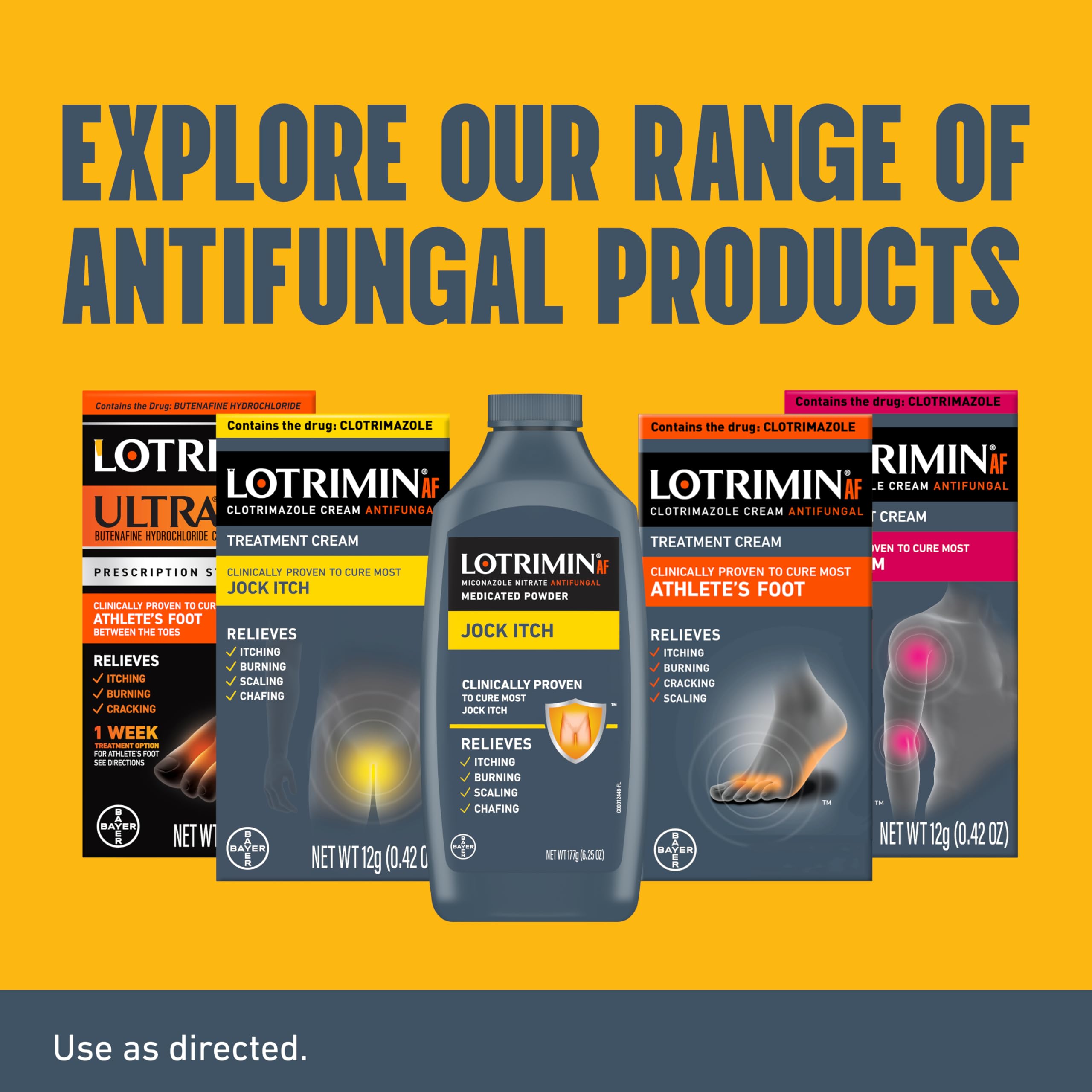 Antifungal powder Lotrimin for jock itch product packaging