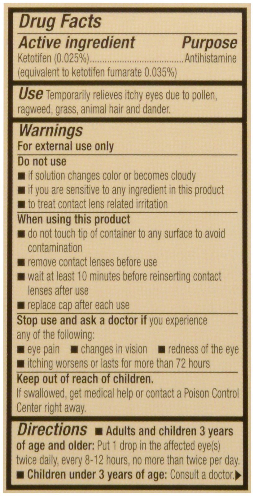 Allergy relief for pollen ragweed grass and animal hair Zaditor