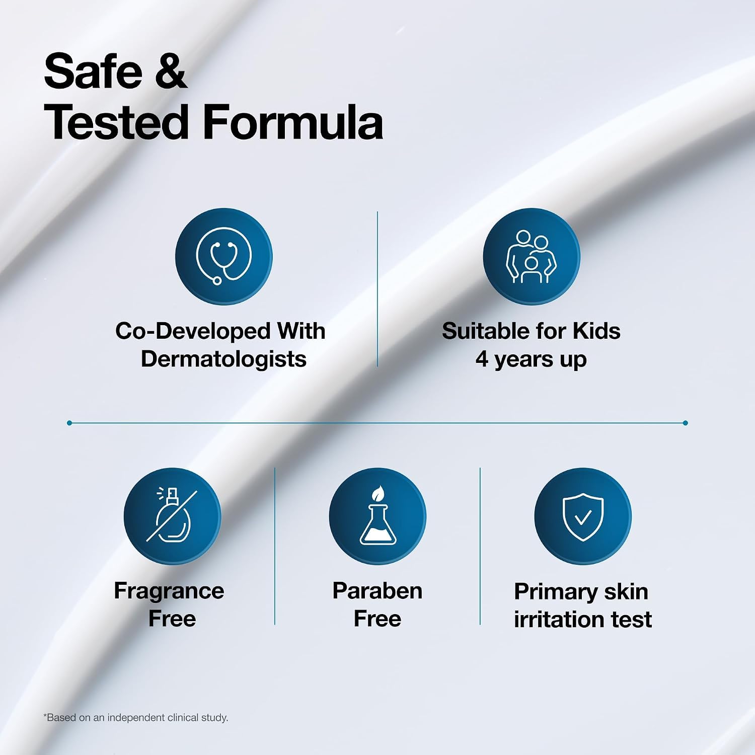 Allergy-tested fragrance-free non-comedogenic formula safe for family use