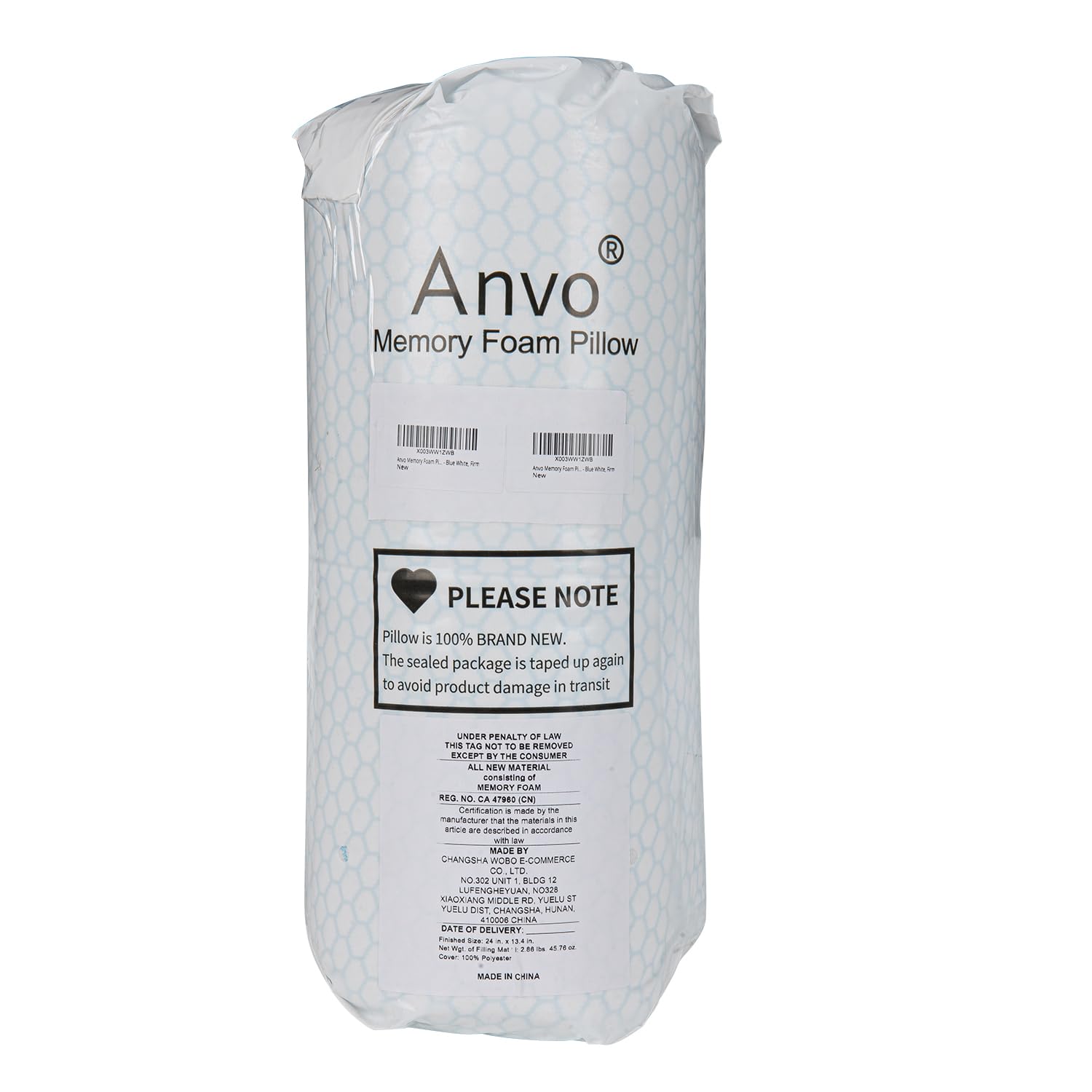 Removable machine-washable outer cover on Anvo Memory Foam Pillow