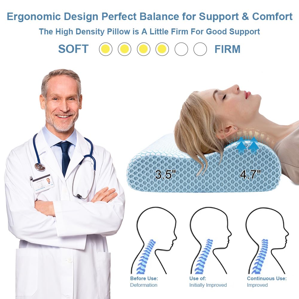Neck contour support on Anvo Memory Foam Pillow