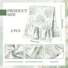 Sage green flower cotton dish towels AnyDesign