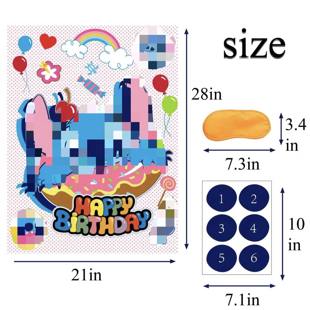 Birthday party activity Anyfate pin the nose game set