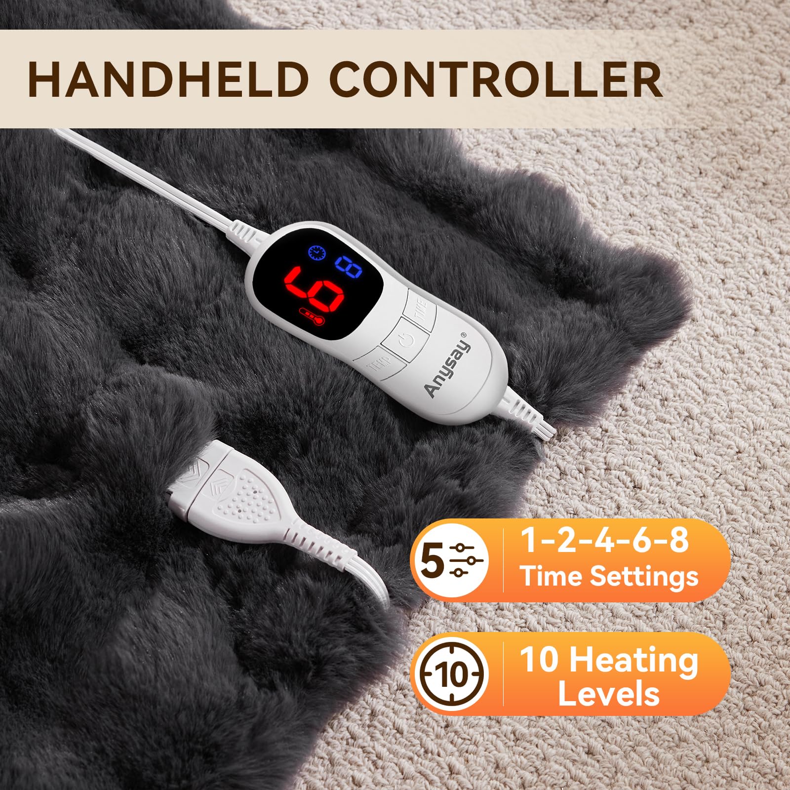 Anysay heated blanket with 10 heat levels control