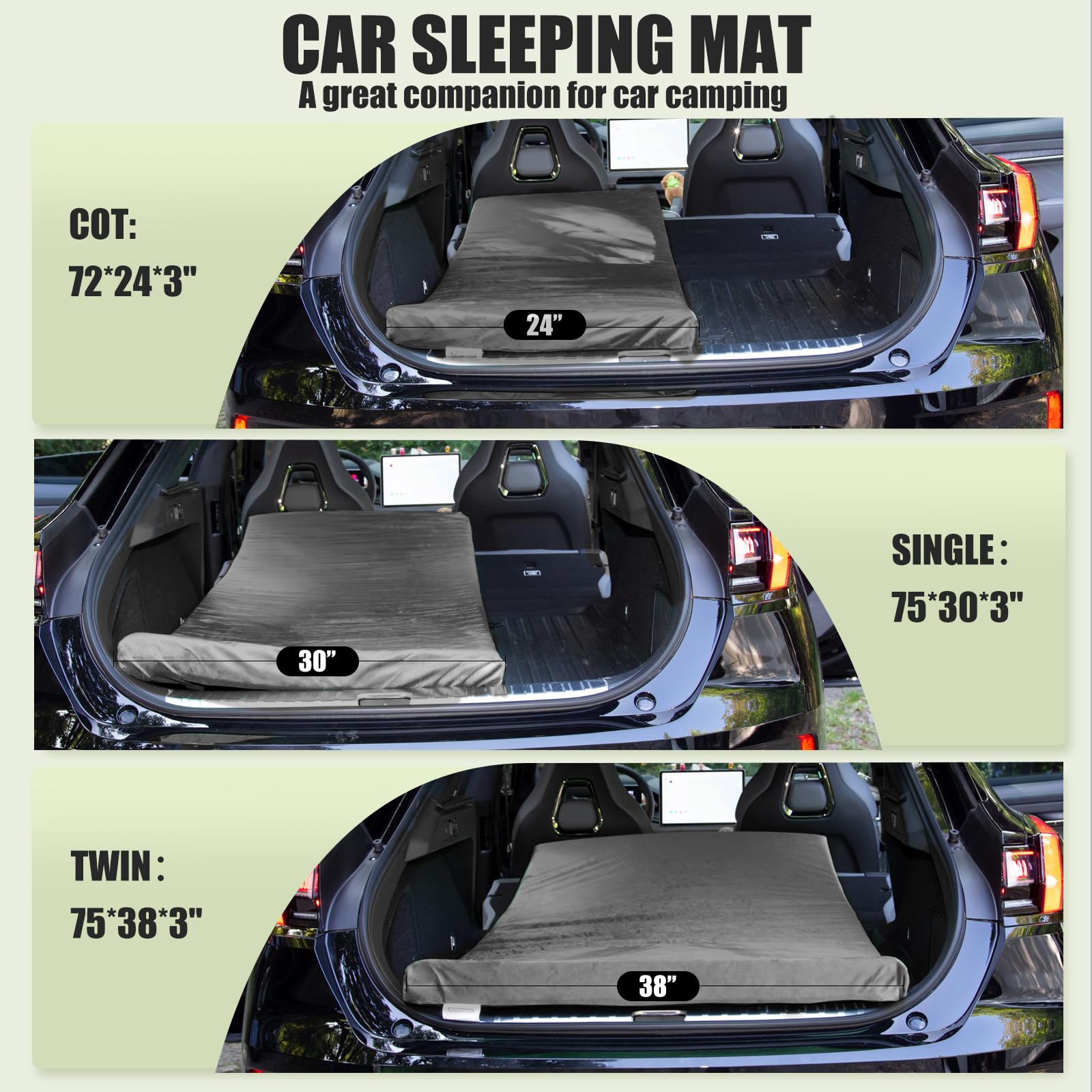 Versatile sleeping pad for car tent cot floor use