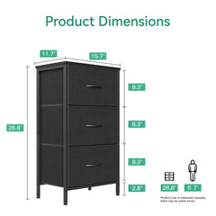 Black AODK Dresser with wooden top and metal frame