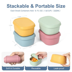 AOEDEO 10 oz silicone snack containers with lids