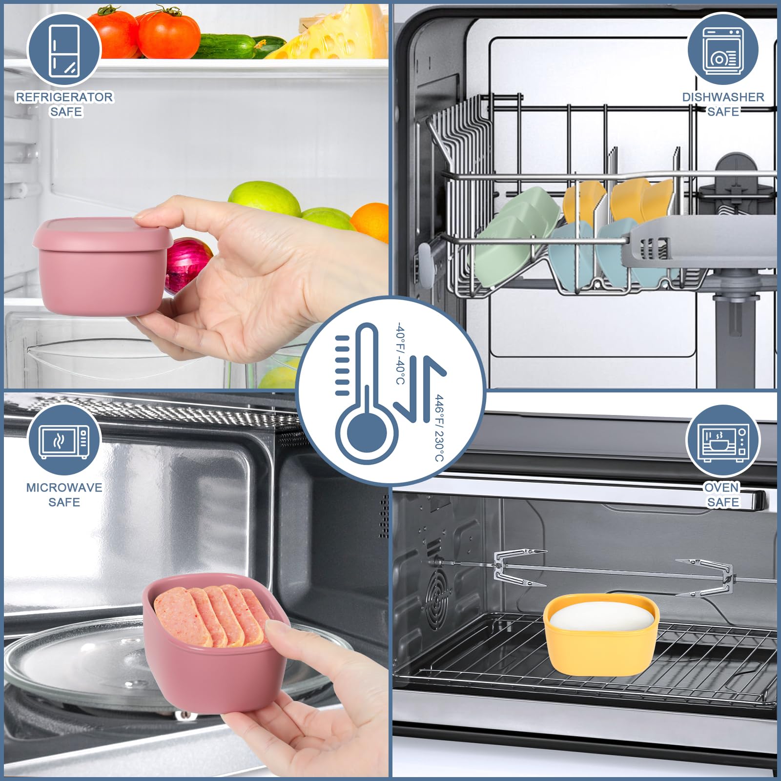 FOOD-GRADE silicone snack containers four pack