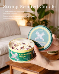 AOOVOO Sage Candle for Cleansing 3 wick soy wax candle