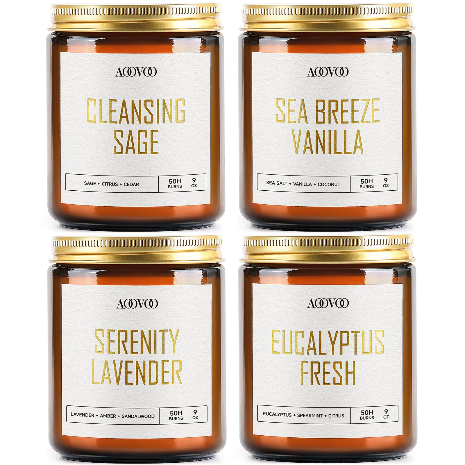 AOOVOO scented candles four piece set in glass jars