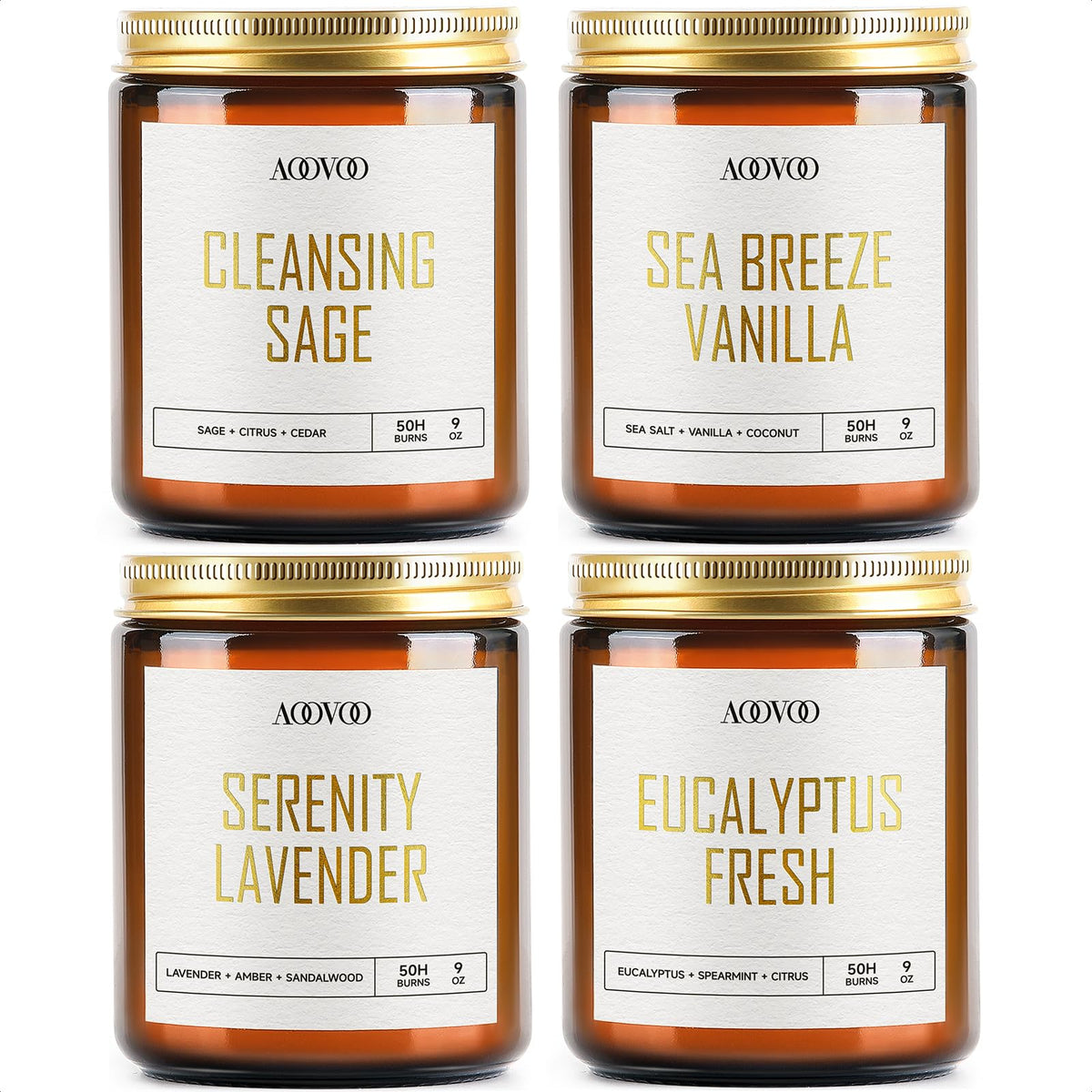 AOOVOO scented candles four piece set in glass jars