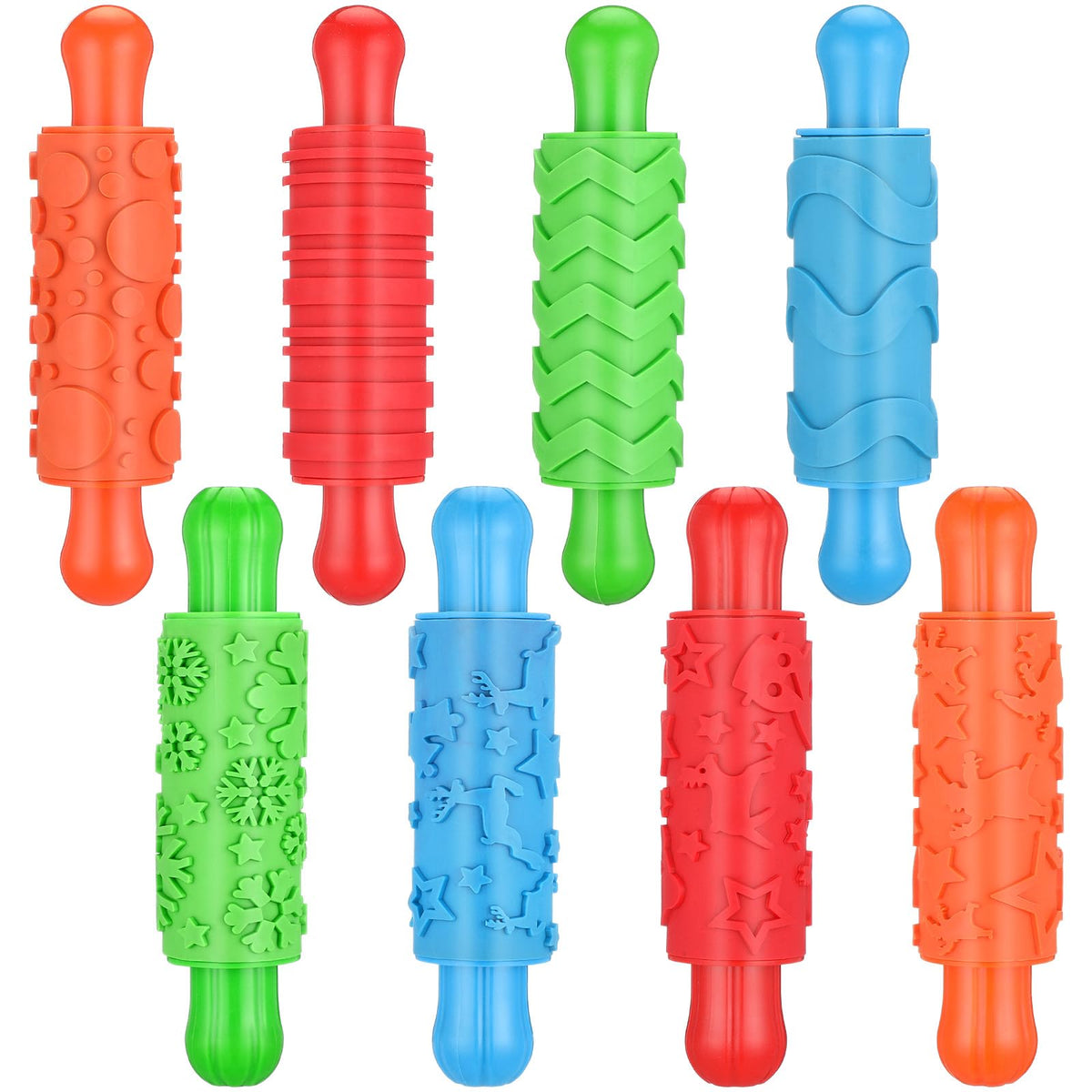 Aoriher 8 Pcs Play Clay Rollers with textured patterns