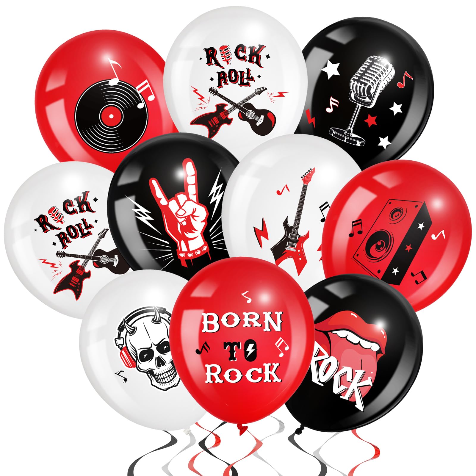 Aoriher rock and roll party decor 54 pcs latex balloons 12 inch