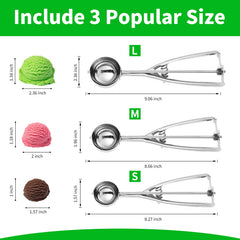 AOULELA 3PCS ice cream scoop set medium stainless steel