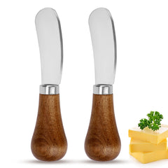 AOZBZ Butter Spreader Knife standing 2 pack with wooden handle