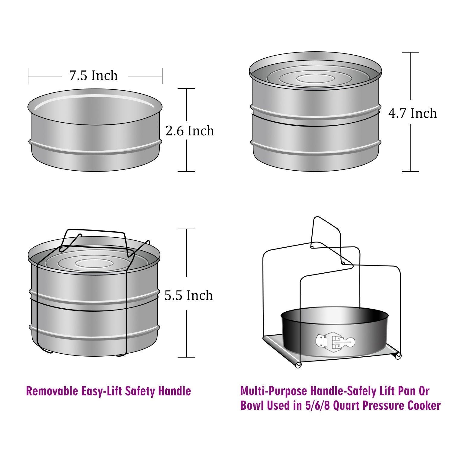 Aozita insert fits 5 6 8 quart pressure cookers including IP models