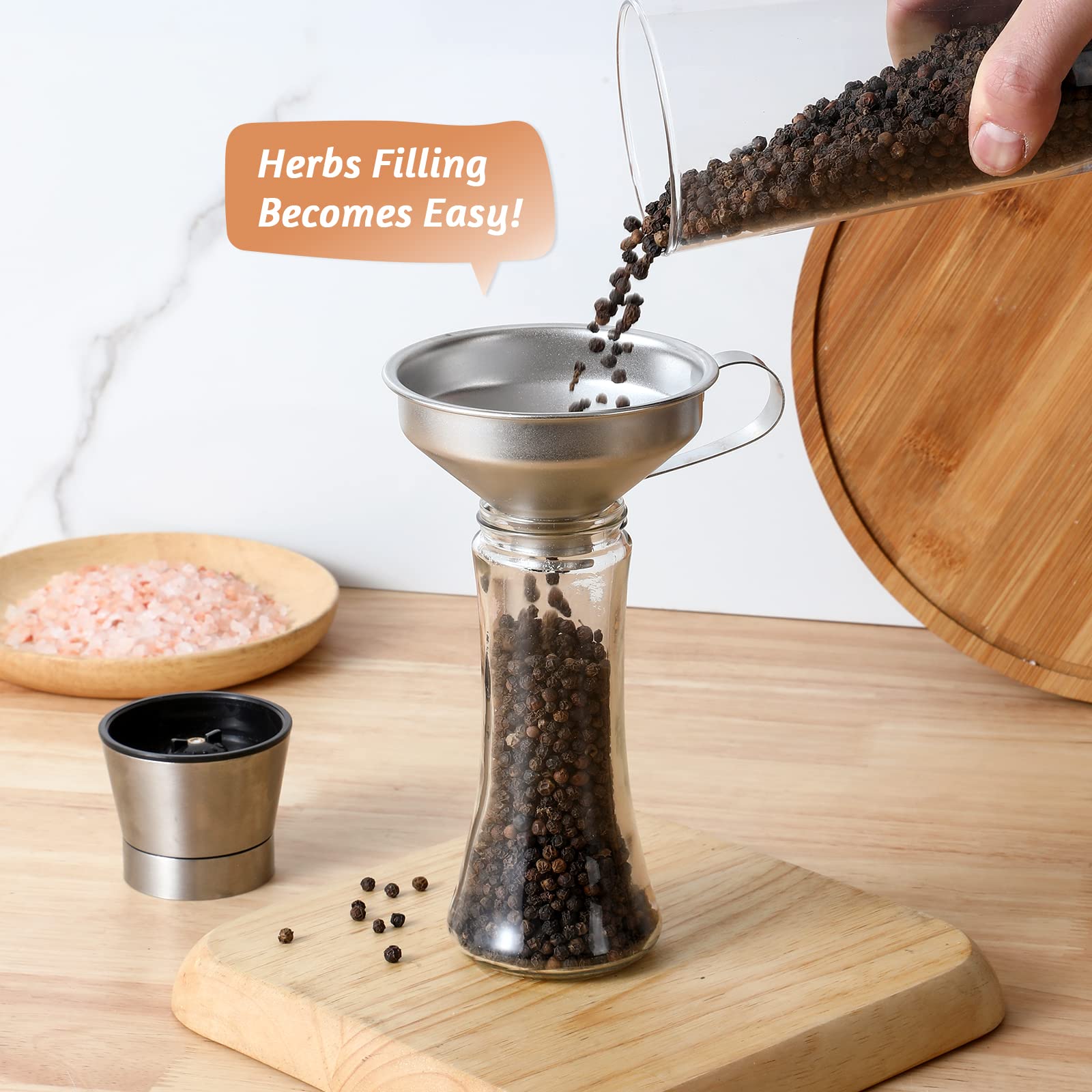 Dishwasher safe lightweight spice funnel for jars