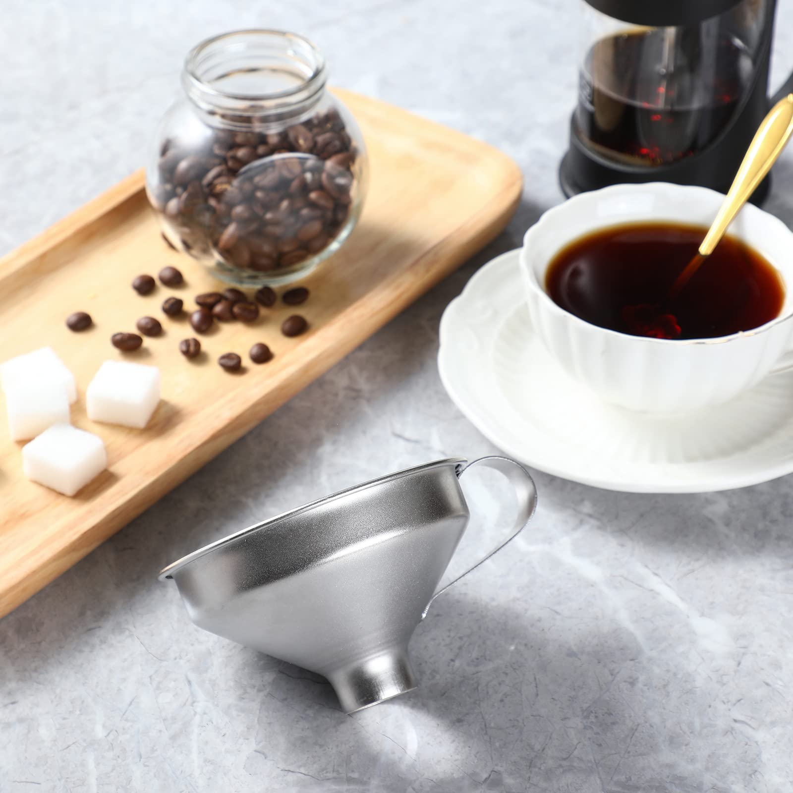 Aozita spice funnel 18/8 stainless steel for spice jars