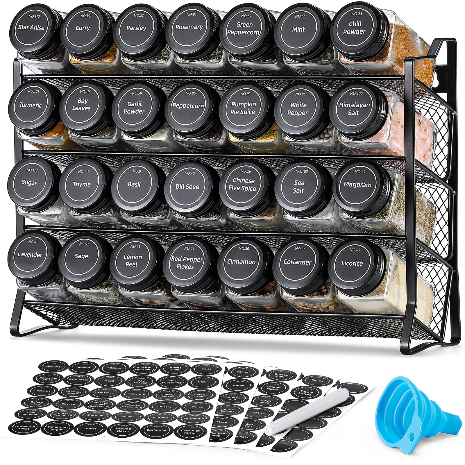 AOZITA spice rack organizer in cabinet showing 4-tier design