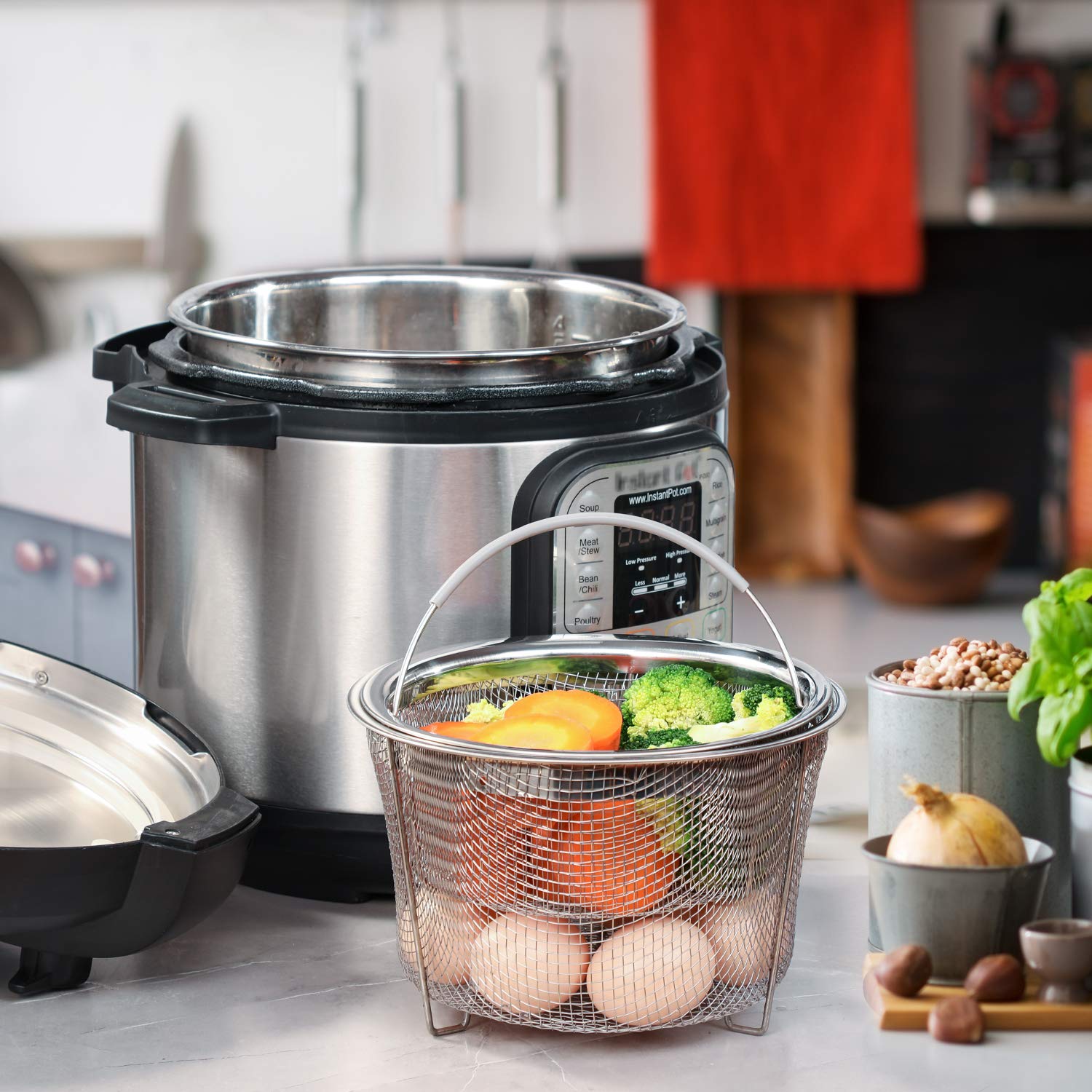 Two-tier steamer basket for Instant Pot