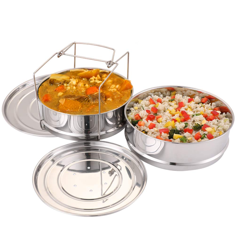 Two-tier pot in pot steamer insert in stainless steel by Aozita