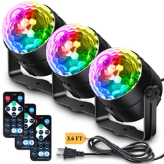 Apeocose 3-Pack Disco Ball Party Lights with remote control