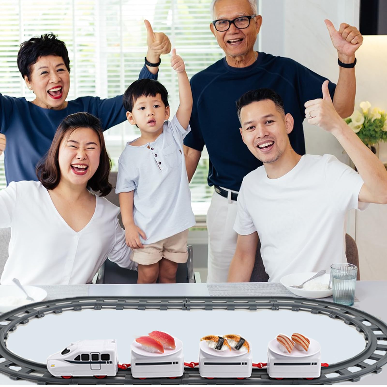 Sushi train set designed for kids to serve dinnerware