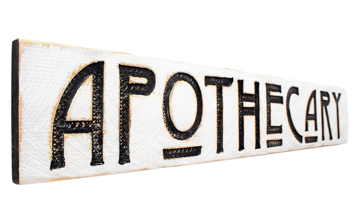 Apothecary Sign on solid wood board 48x8