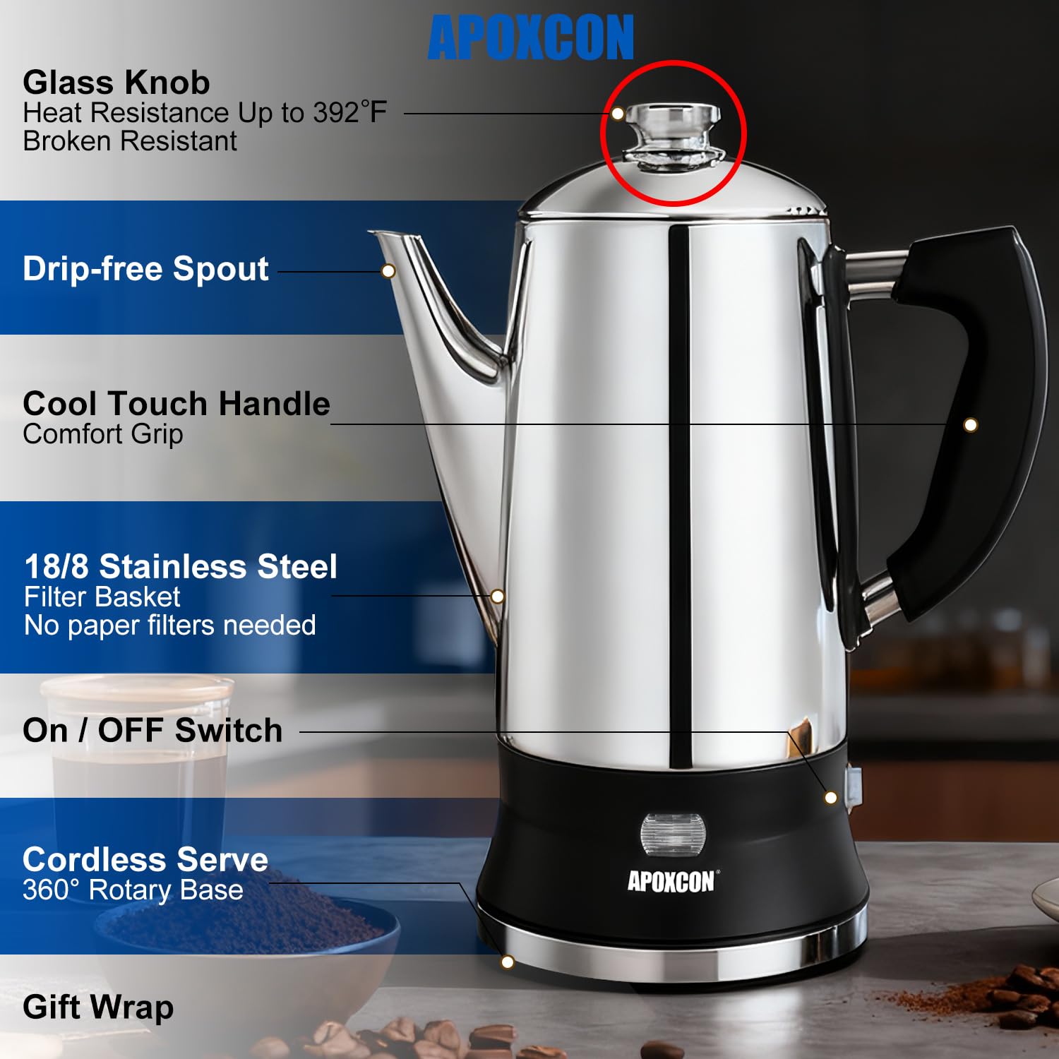 APOXCON keep warm function indicator light
