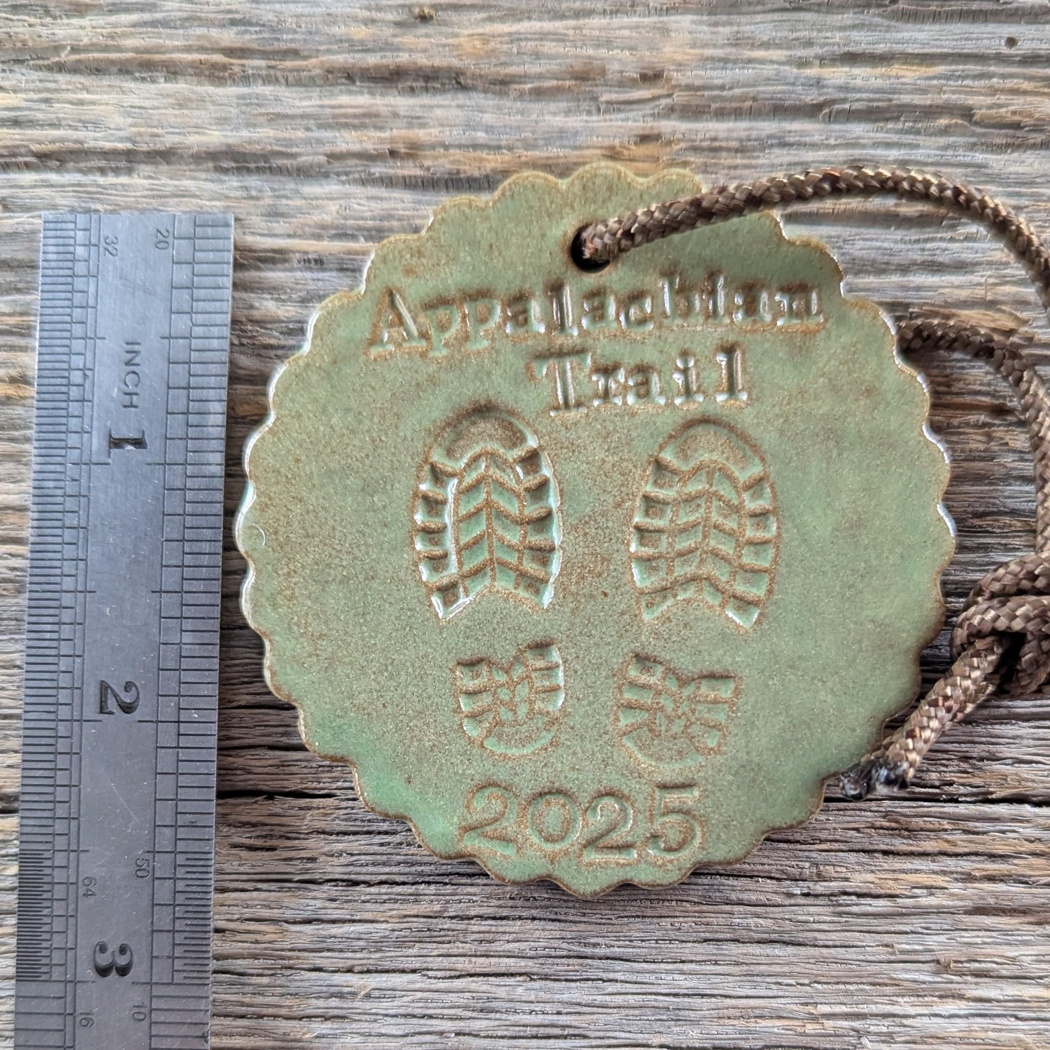 Green Appalachian Trail ornament in gift box packaging