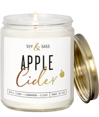 Apple Cider Candle 9oz soy wax in reusable jar
