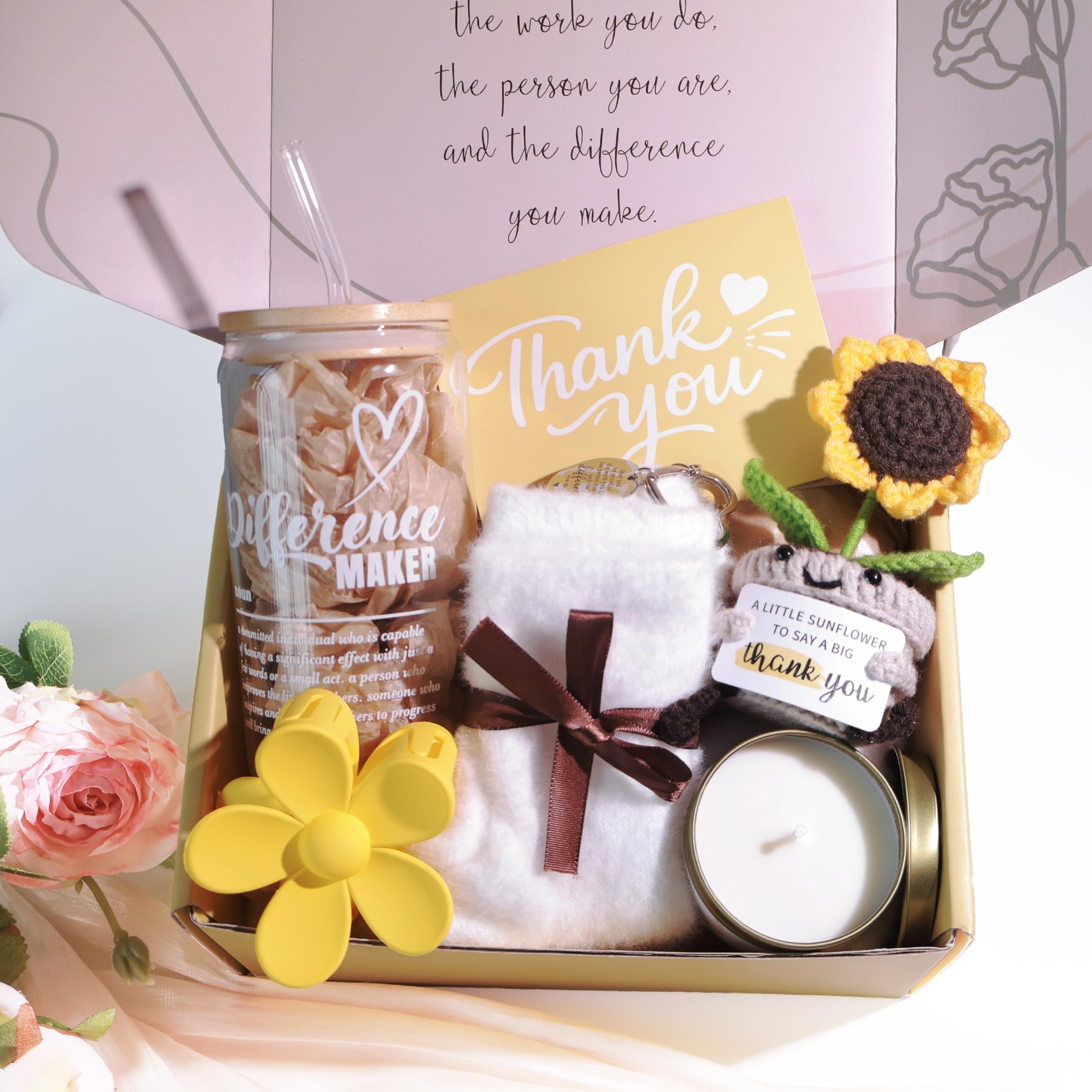 Appreciation gift basket with candle and keepsakes