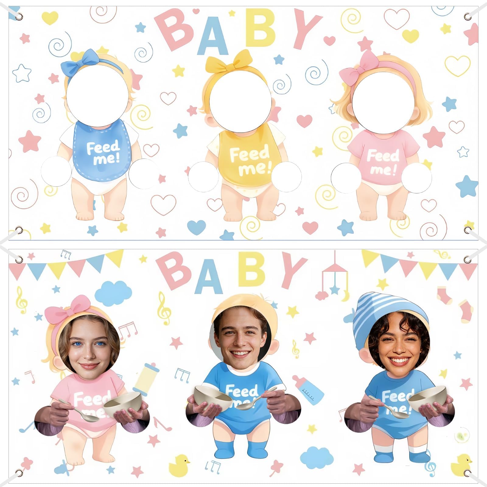 APUDWN 2pcs blindfolded feed me backdrop set