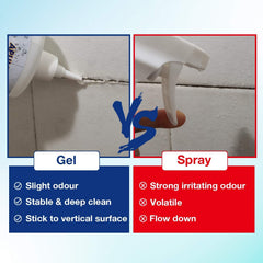 APULITO cleaner gel applied to shower and tile surfaces