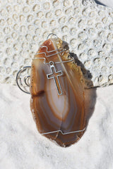 Aqua color agate slice ornament details