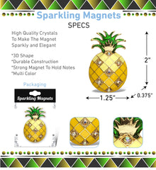 3D zinc alloy pineapple magnet Aqua79 rhinestones detail