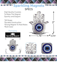 Aqua79 Evil Eye Hamsa fridge magnet 3D silver finish