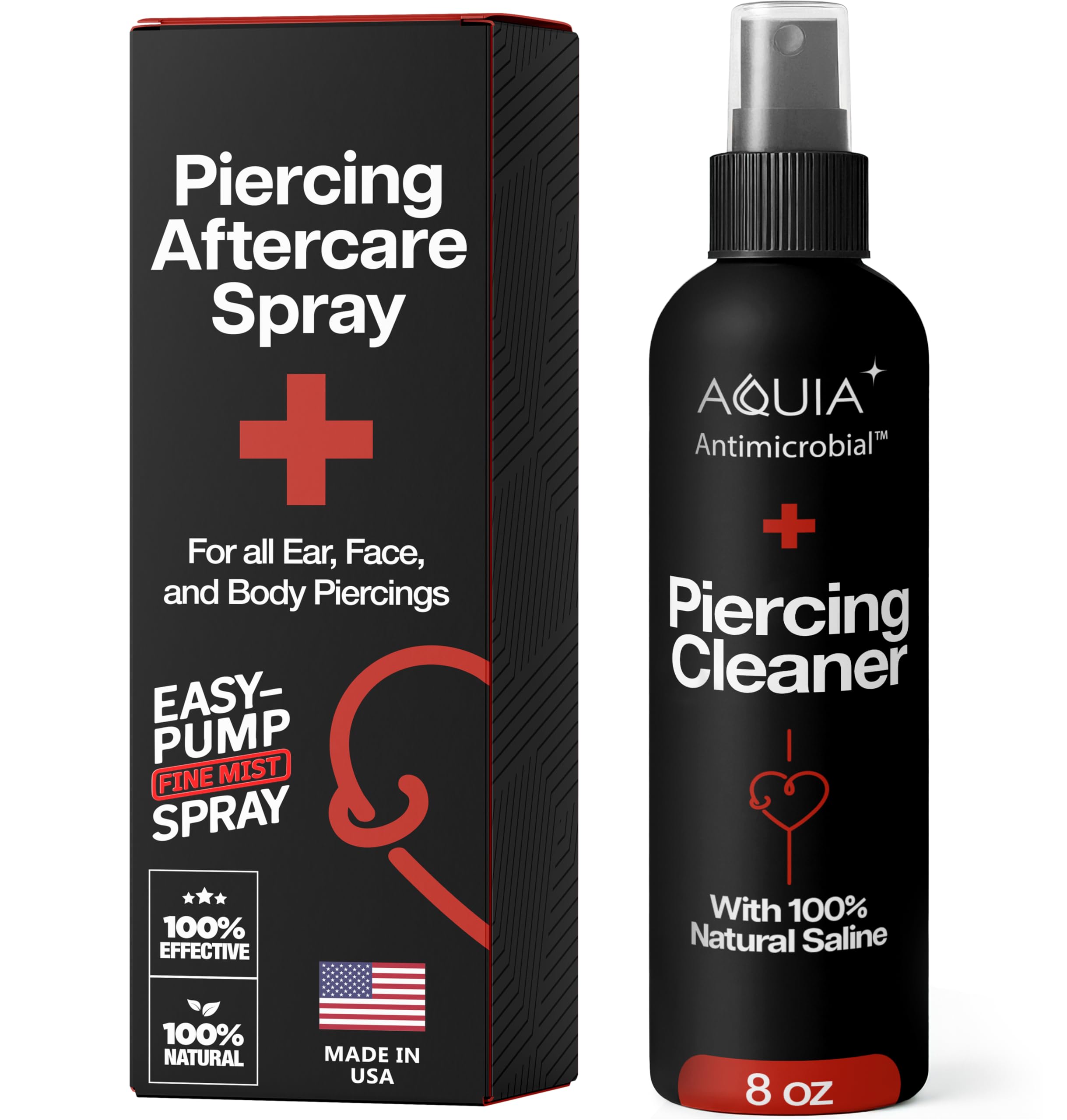 Aquia piercing aftercare spray bottle for ear and body piercings 8oz