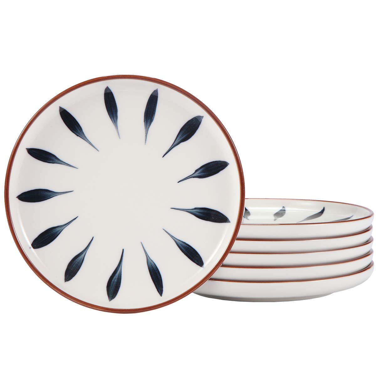 Aquiver blue 6in ceramic dessert plates set of 6