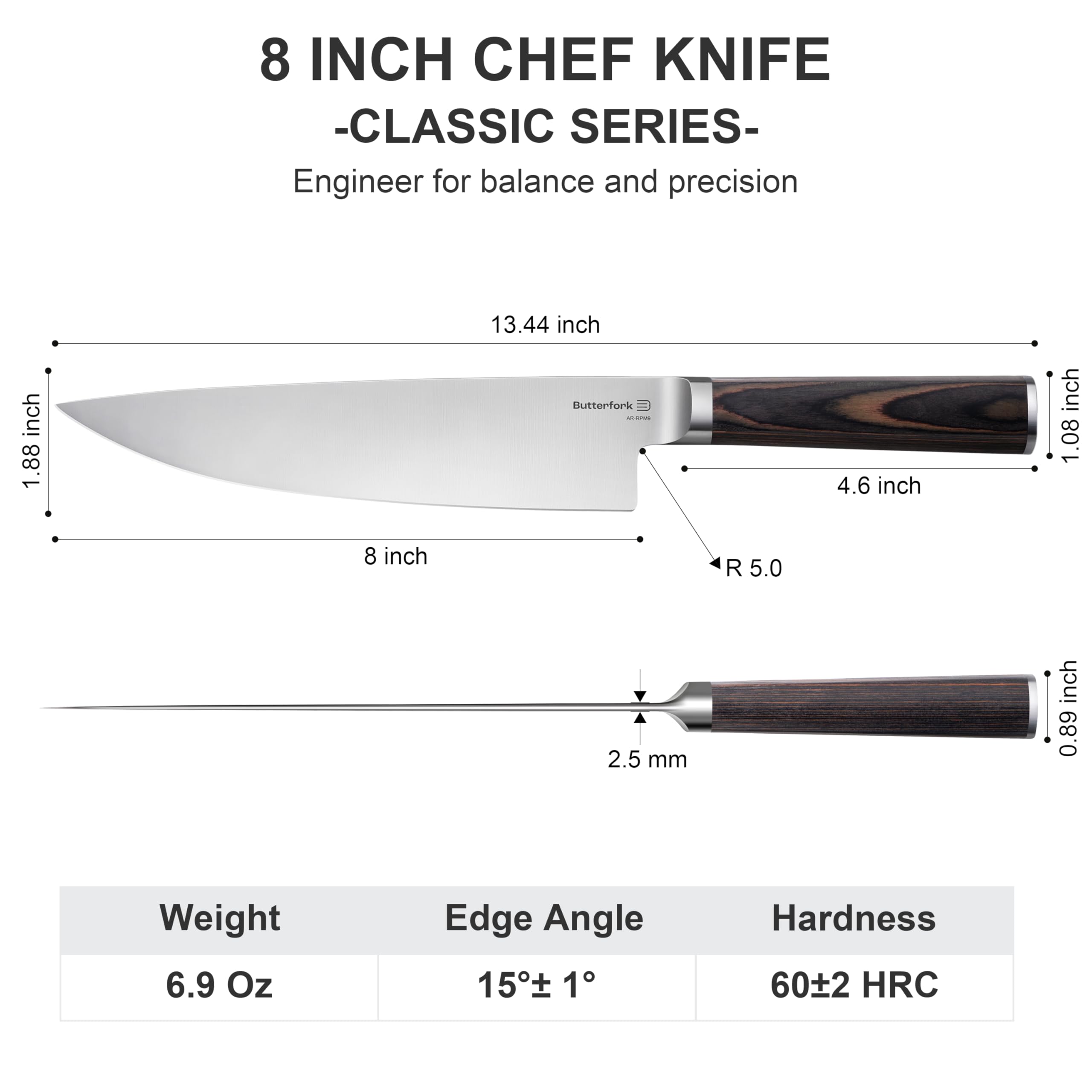 AR-RPM9 steel blade for Butterfork chef knife