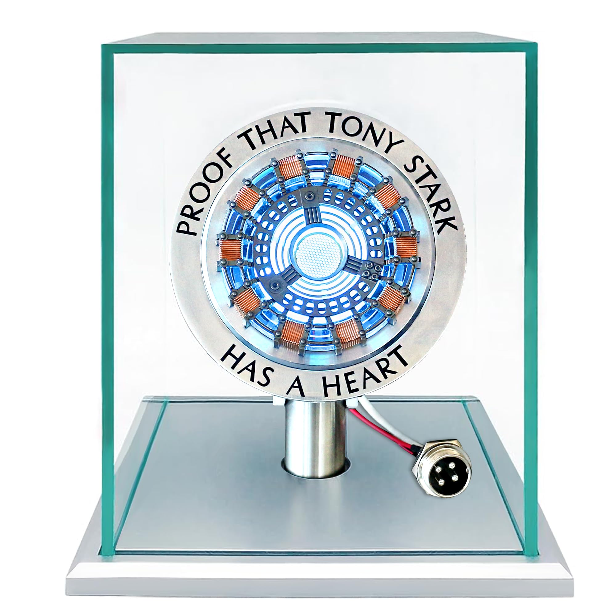 Arc Reactor LED light inside display case with bracket and USB cable