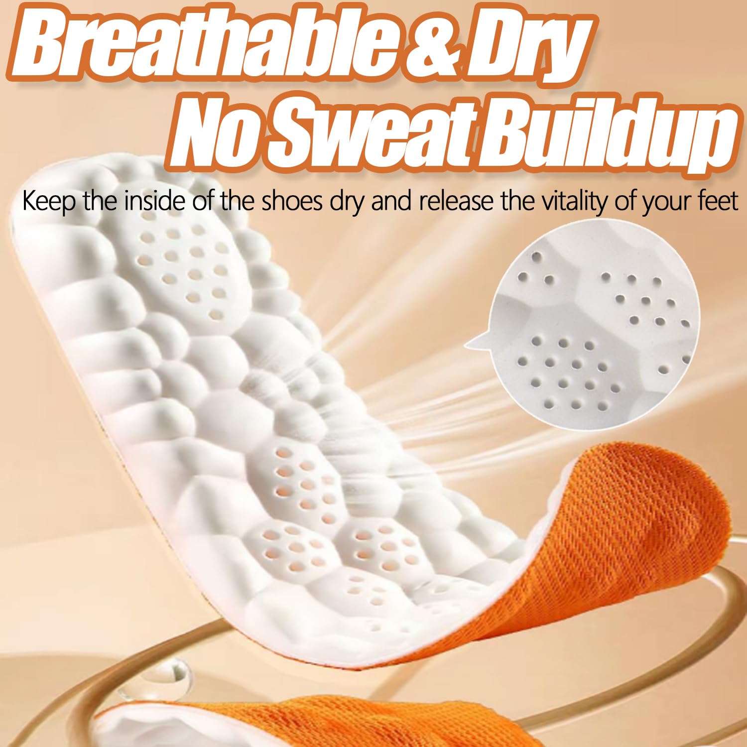 Breathable mesh moisture-wicking design insoles