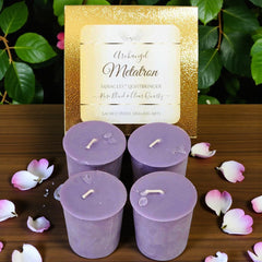 Archangel Metatron candles with gemstones and clear quartz