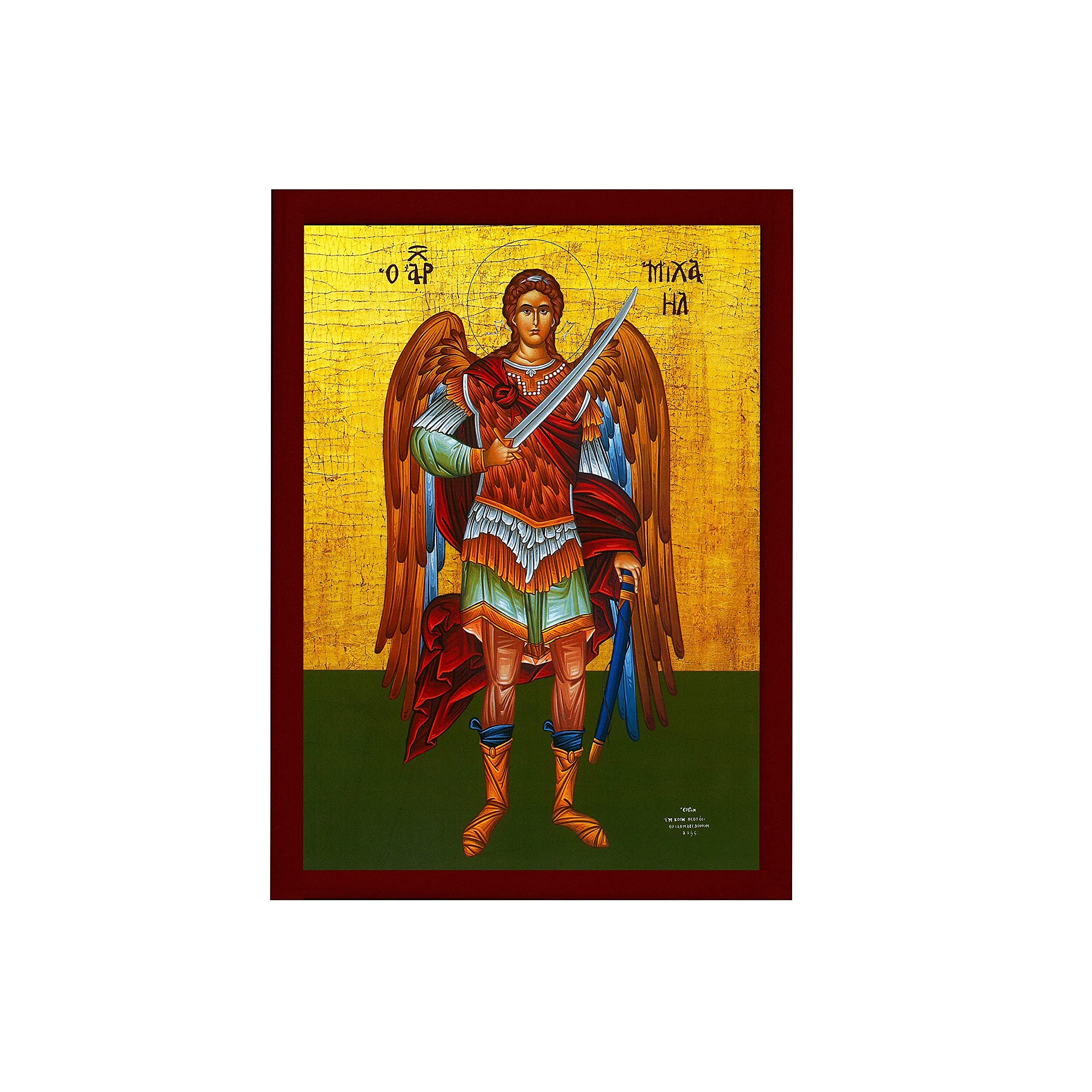 Archangel Michael icon on wood plaque
