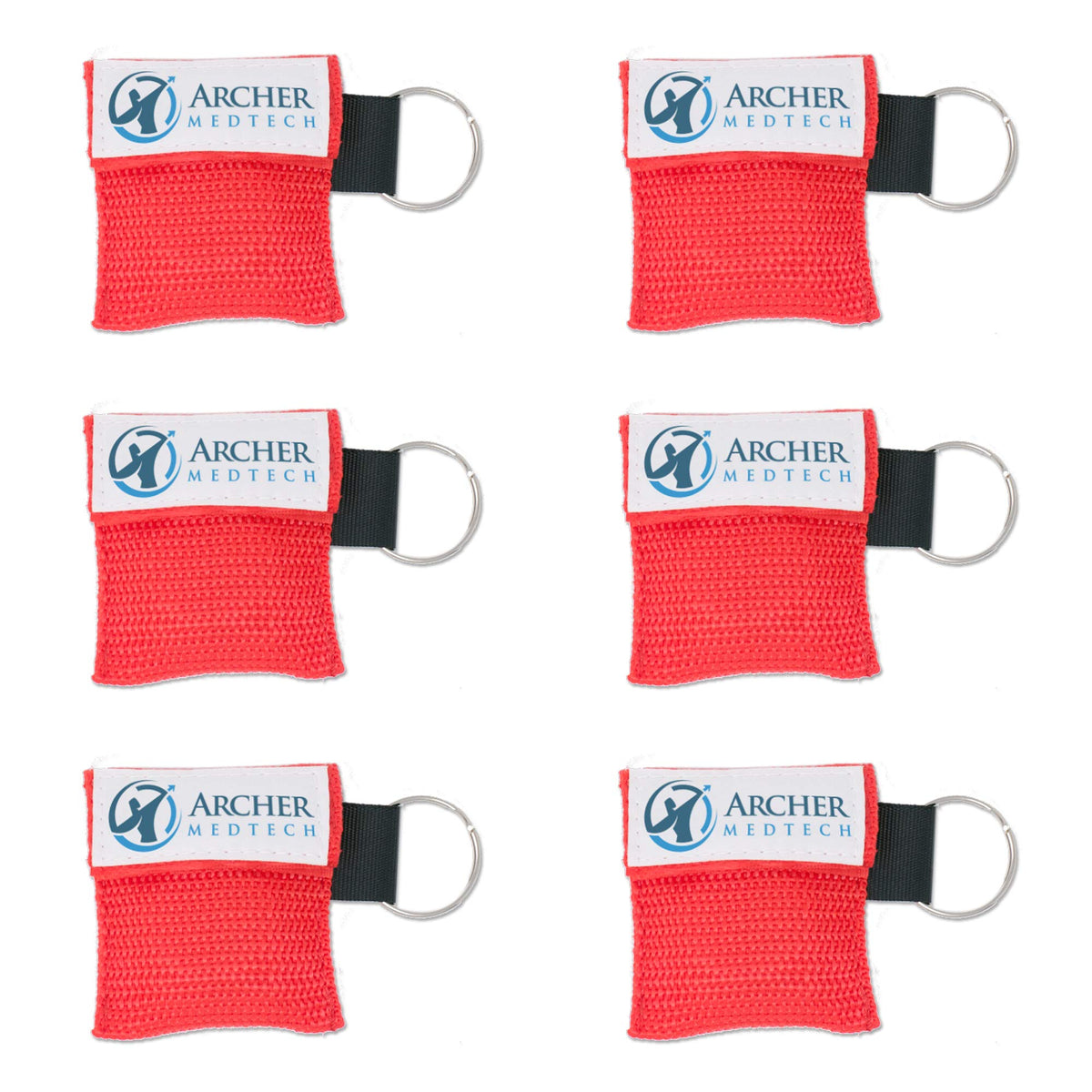 Archer MedTech CPR keychain shield with one-way valve on nylon pouch