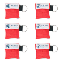 Archer MedTech CPR keychain shield with one-way valve on nylon pouch