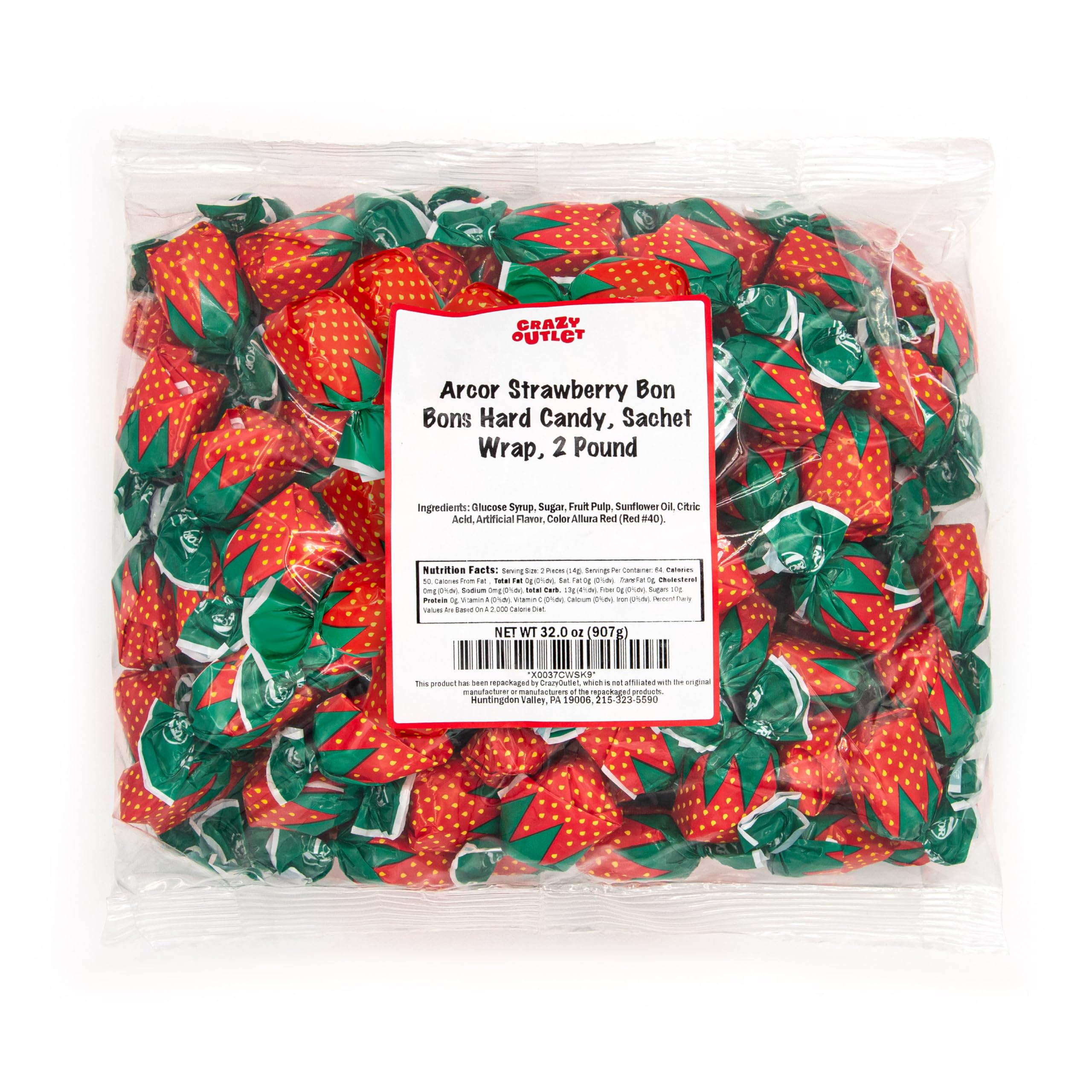 Individually wrapped candies Arcor strawberry bon bons hard candy