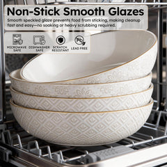 Arctic white ceramic pasta bowls 8.5 inch